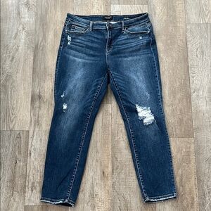 Judy Blue Dark Wash Distressed Slim Fit Jeans